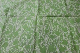 A piece of Sundour "Plato" fabric, the tulip pattern in green and white, 124cm wide x 3m long