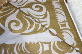 Two bales of Edinburgh Weavers fabric, green and mottled grey leaf design, 120cm wide x 120cm long