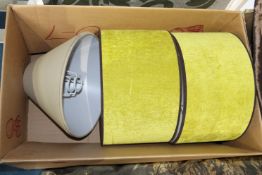 Four lamp shades, 2 beige and 2 vibrant olive green (4)