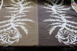 A roll of sateen finish fabric, Edinburgh Weavers, "Acanthus", having two brown bands decorated with