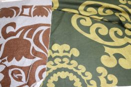 Two bales of sateen finish fabric, Edinburgh Weavers, "Acanthus", in green and brown, 124cm wide x