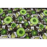 A Francis Price screen print "Solaire", with lime green, brown and yellow flowers, 123cm wide x 3m