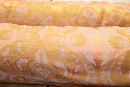 Two rolls of furnishing fabric, floral design on orange ground, 127cm wide x unmeasured length (2)