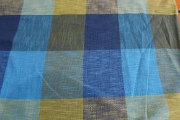 Two bales of lime green and blue check fabric (size unknown) (2)