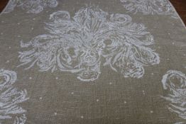 Two rolls of Edinburgh Weavers jacquard woven rayon and cotton fabric, 