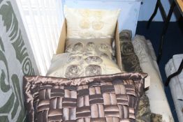 Four cushions, cream and brown