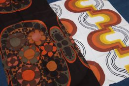 A piece of screen printed fabric (joined), "Mykero" designed by Saini Salonen, for Boras Wafveri,