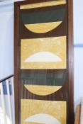 A framed panel of satin weave cotton fabric, Edinburgh Weavers, "Meigle" designed by Robert W. Dodd,