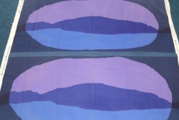 A piece of "Kaplan" by Shirley Craven for Hull Traders Ltd, A Time Present Fabric, in purple, blue