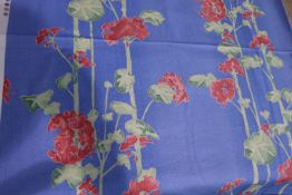 A piece of fabric, "Geranium" for Harlequin, printed in the UK, bright blue design, 138cm wide x