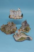 Four Lilliput Lane cottages, 'Le Manor De Champ fleur', 'Blair Atholl', 'Eileen Donan Castle' and '