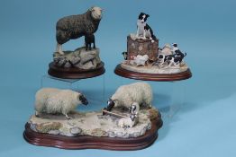 Three Border Fine Arts groups, 'Early Lambs, Late Snow', 'Out Of Harms Way' and 'Ewe and Lamb' (