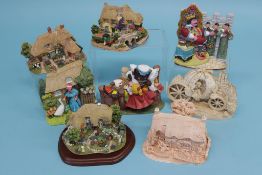 Eight Lilliput Lane cottages, 'Cinderella', 'Milkwood', 'Old King Cole', 'The Enchanted Garden', '