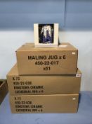 Two boxes, each containing six Ringtons Cathedral jugs and one box of six Maling jugs