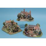 Three Lilliput Lane cottages 'Anne of Cleves', 'Pockerley Manor Beamish' and 'Home Farm Beamish' (