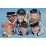 Six large various Royal Doulton character jugs (6), no boxes