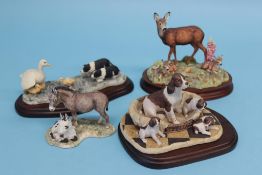 Four Border Fine Arts groups, 'In a Sunny Glade', 'First Lesson', 'Springer Spaniel Pups (liver/