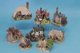 Eight Lilliput Lane cottages, 'Jaghutte', 'Woodman's Retreat', 'Ship Inn', 'Saxon Cottage', 'La