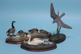 Three Border Fine Arts Groups, 'Canada Geese' (with packing box), 'Swan and Cygnets' (boxed) and '