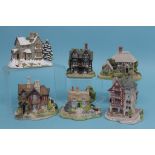 Six Lilliput Lane cottages, 'Chatsworth View', 'The Priest House', 'Old Vicarage At Christmas', '