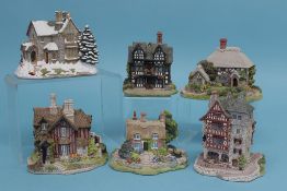 Six Lilliput Lane cottages, 'Chatsworth View', 'The Priest House', 'Old Vicarage At Christmas', '