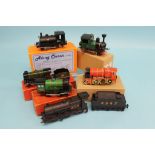 A boxed Hornby '0' gauge clockwork number 30 locomotive, a tinplate Chad Valley locomotive, a Hornby
