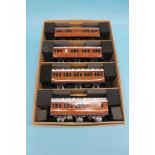 Two boxed sets of two Darstaed LMS coaches and two British Railways 3rd class carriages and a