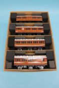 Two boxed sets of two Darstaed LMS coaches and two British Railways 3rd class carriages and a