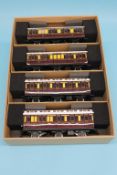 A boxed set of four Darstaed GWR railway coaches, a boxed Ace Trains Brake Van and two boxed sets of