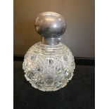 Silver topped hob nail scent bottle