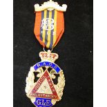 Silver masonic medal & ribbon