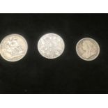 Victorian double florin 1890, Victorian half crown 1901 & Victorian crown 1900