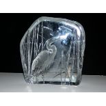 Large Royal Krona Sweden crystal paper weight