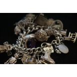 Heavy silver charm bracelet Weight 110g