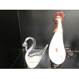 Possibly Murano chicken & swan Height 26 cm