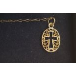 9ct Gold cross pendant necklace