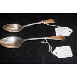 1855 Silver tea spoon together with a 1802 spoon
