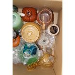 Box of glass ware to include Mdina & stoneware sto