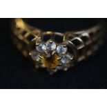 9ct Gold ring set with white & central orange stone Size P