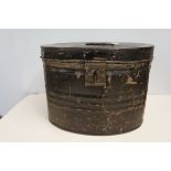 Victorian tin top hat box & contents