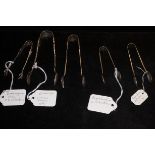 Collection of 5 silver sugar tongs - various dated