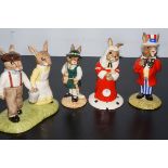 4x Bunnkykins figures - Uncle Sam, School boys, ju