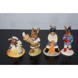 4x Bunnykins figures - boy skater, sailor, fisherm