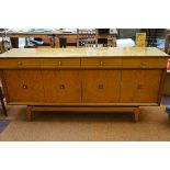 Lebus long sideboard, some veneer loss. Length 182