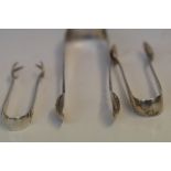 3 Silver sugar tongs