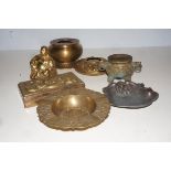 Collection of oriental items to include bronze/bra