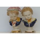 Pair of pottery busts