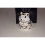 Royal crown derby boxed hamster with gold stopper