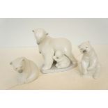 3x Lladro polar bear figures