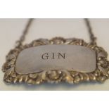 Silver gin label